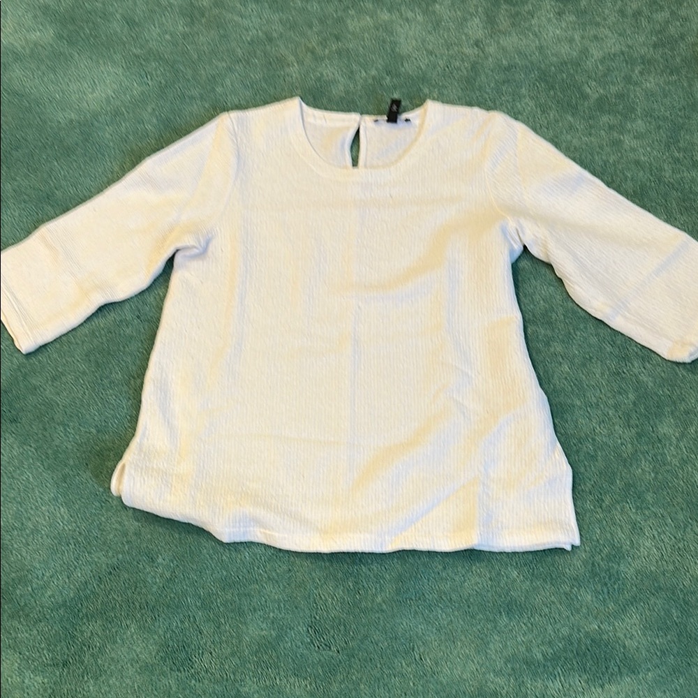 Eileen Fisher Textured White Blouse